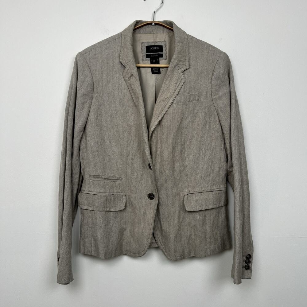 J. Crew Schoolboy Blazer Womens 10 Gray Metallic‎ Short Academia Preppy Lined